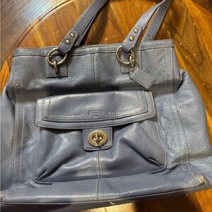 Coach Blue Leather Tote Bag